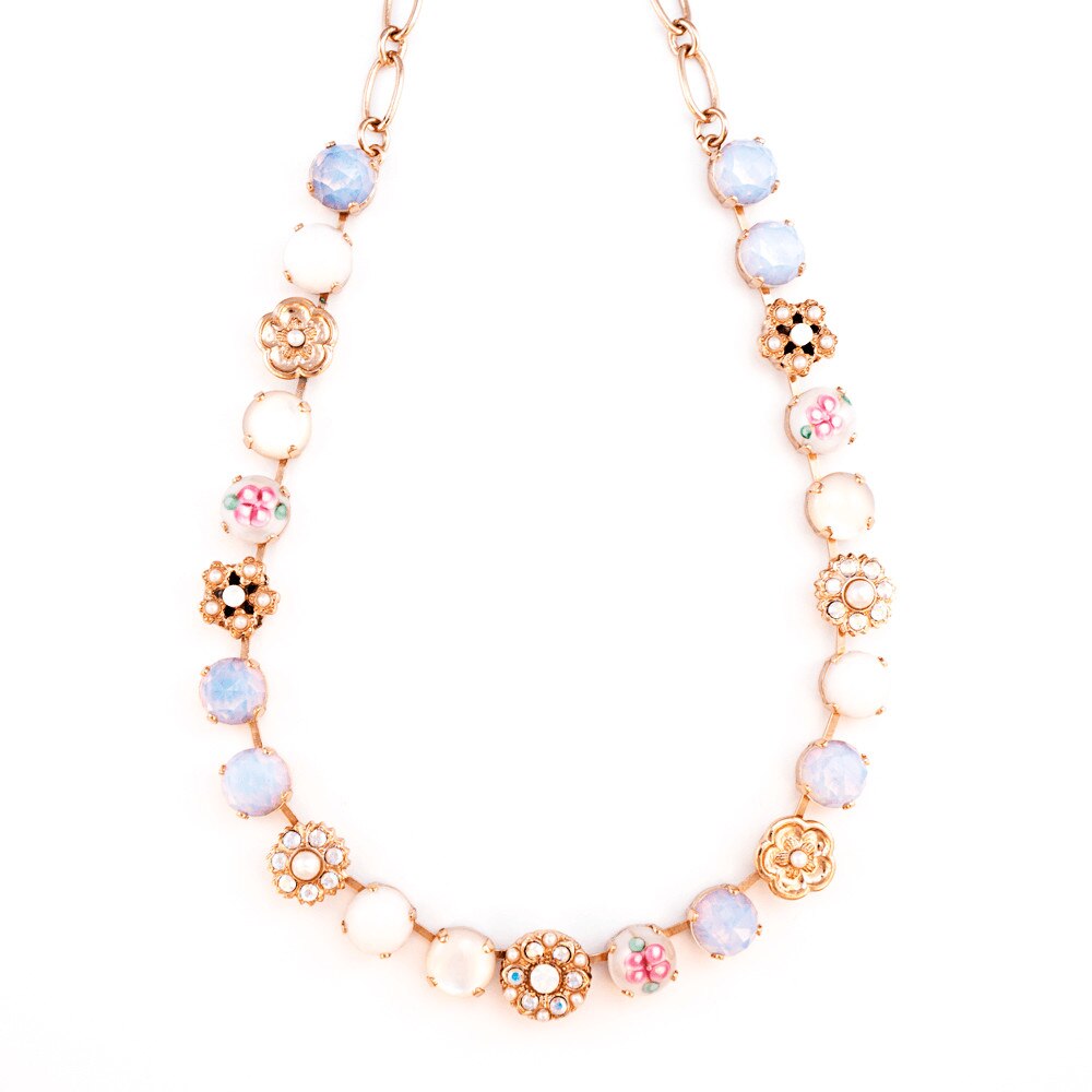 Colier placat cu Aur roz de 24K, Cristale si Pietre semipretioase, Seashell by Roxannes - Mariana Jewellery, Alb 3245-M1201RG