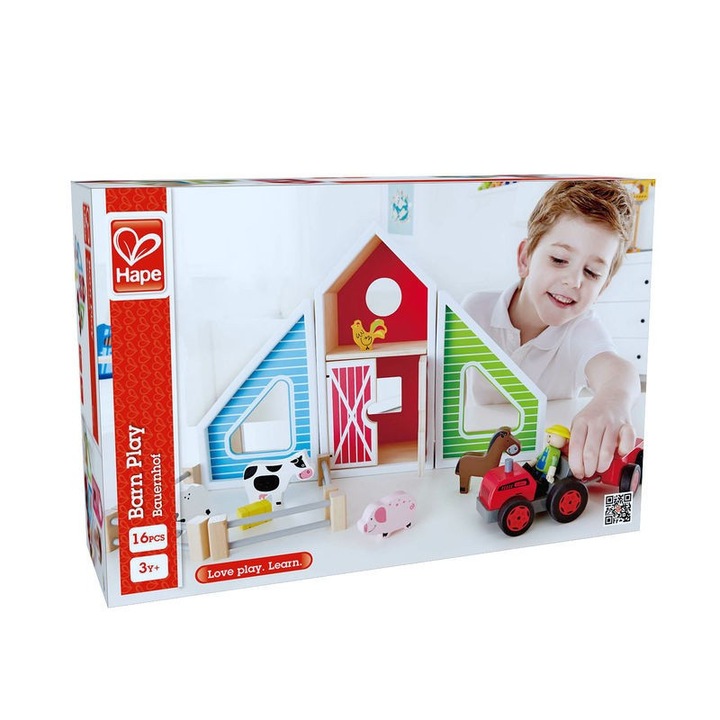Jucarie educativa, Hambarul vesel, Hape, +3 ani, 16 piese, multicolor