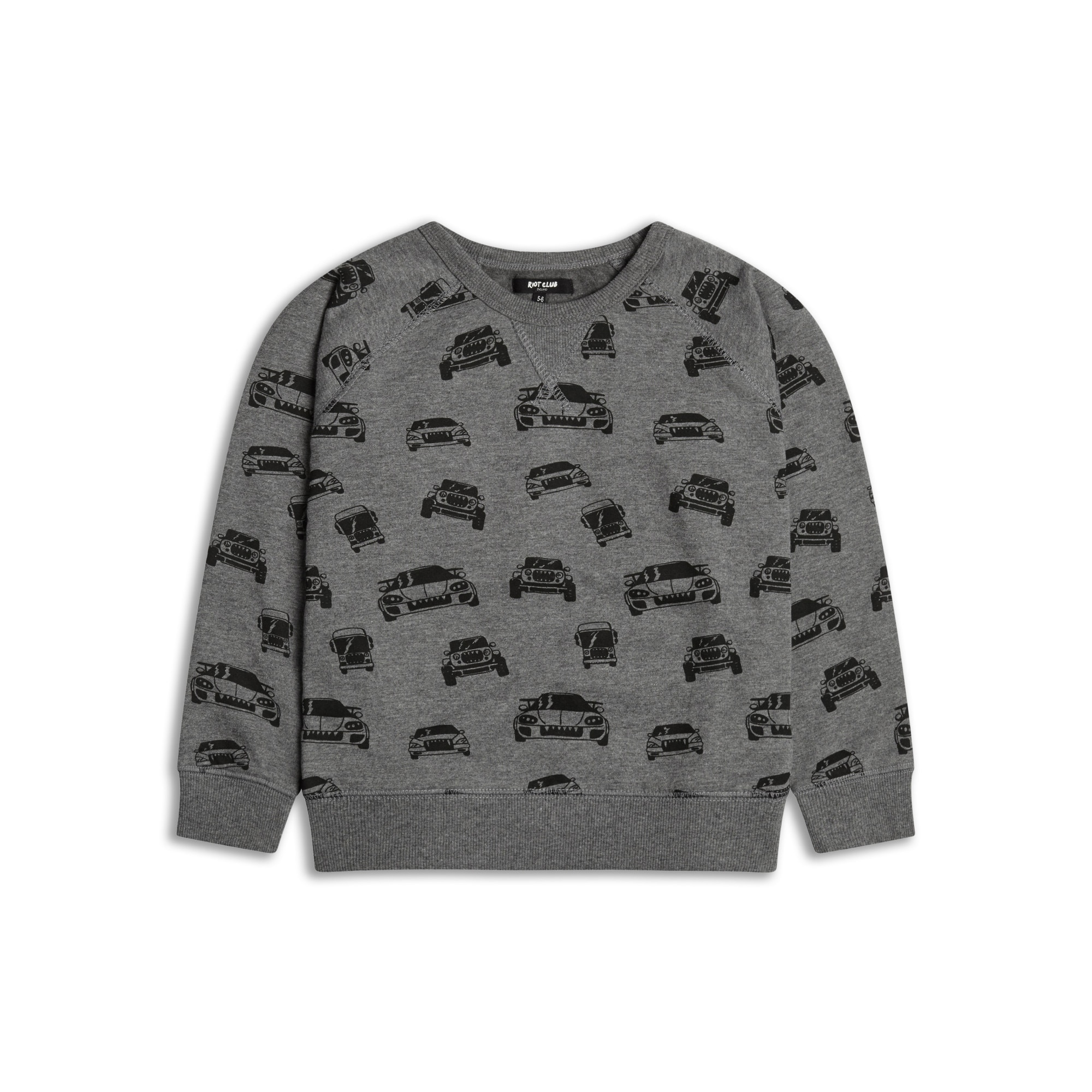 Bluza vatuita, Baieti, Riot Club, Gri/Negru