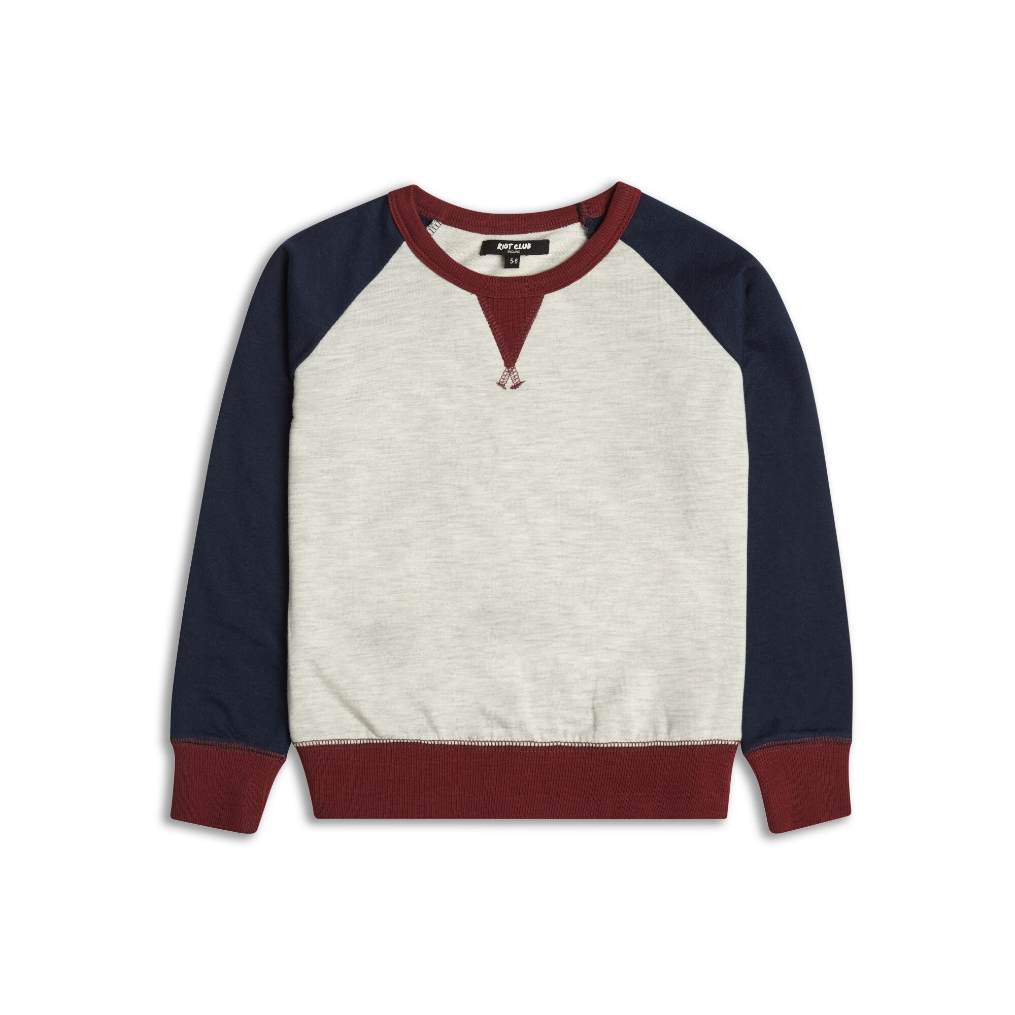 Bluza flausata, Baieti, Riot Club, Gri/Bleumarin/Rosu inchis