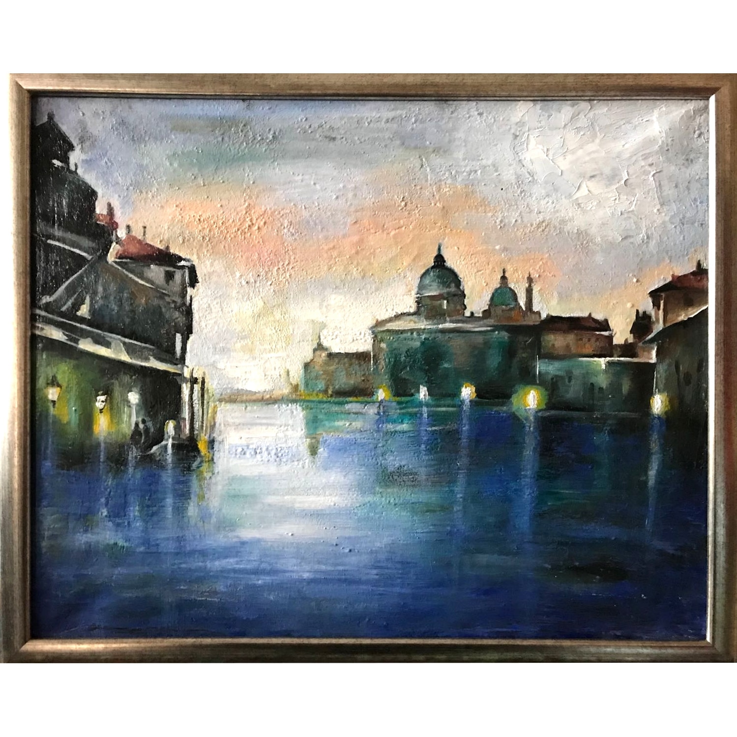 Venetia, tablou cu peisaj Venetian, Tablou abstract, pictura moderna contemporana, tablou decorativ. Tablou inramat Pictura in ulei pe panza, 50x40cm