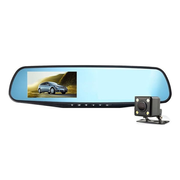 Oglinda auto retrovizoare Reflection Vision cu camera duala fata - spate, ecran 4.3inch, full HD 1080p, Mod Parcare, G Senzor, Detectare Miscare, Unghi larg filmare