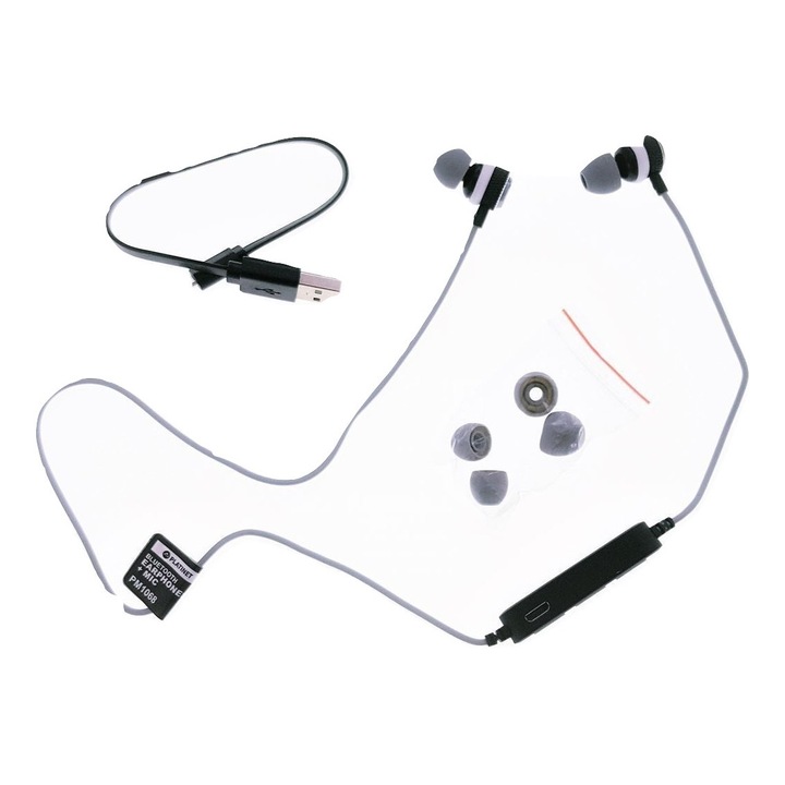 Слушалки In-Ear Platinet Bluetooth Sport с микрофон, сиви