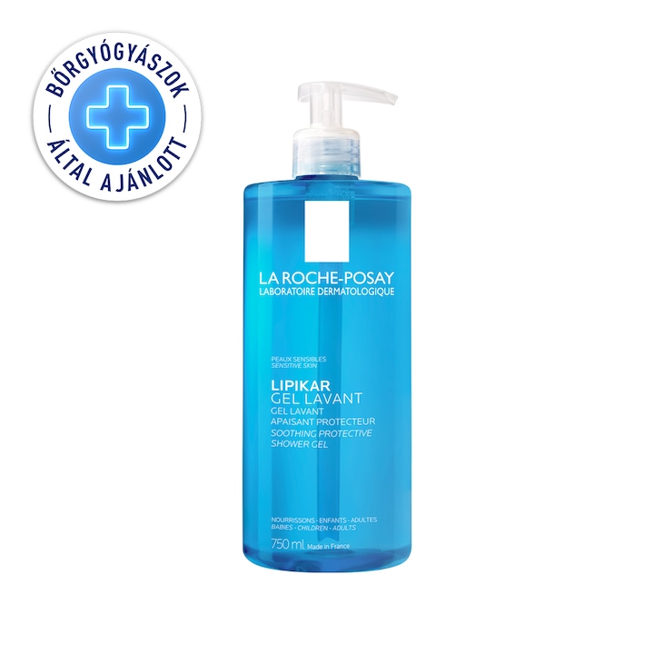 La Roche-Posay, Lipikar Fürdőgél babáknak, gyerekeknek, felnőtteknek, érzékeny bőrre, 750 ml