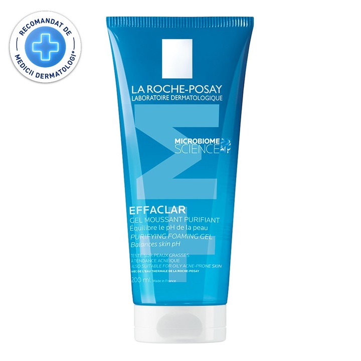 Gel spumant de curatare purifiant La Roche-Posay Effaclar +M pentru piele grasa cu tendinta acneica, anti-imprefectiuni, 200 ml