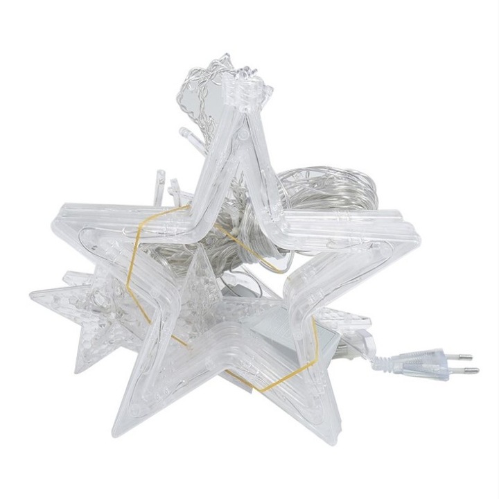 Instalatie craciun Premium franjuri perdea luminoasa 4m 138 leduri interconectabila buz, alb rece, BUZ