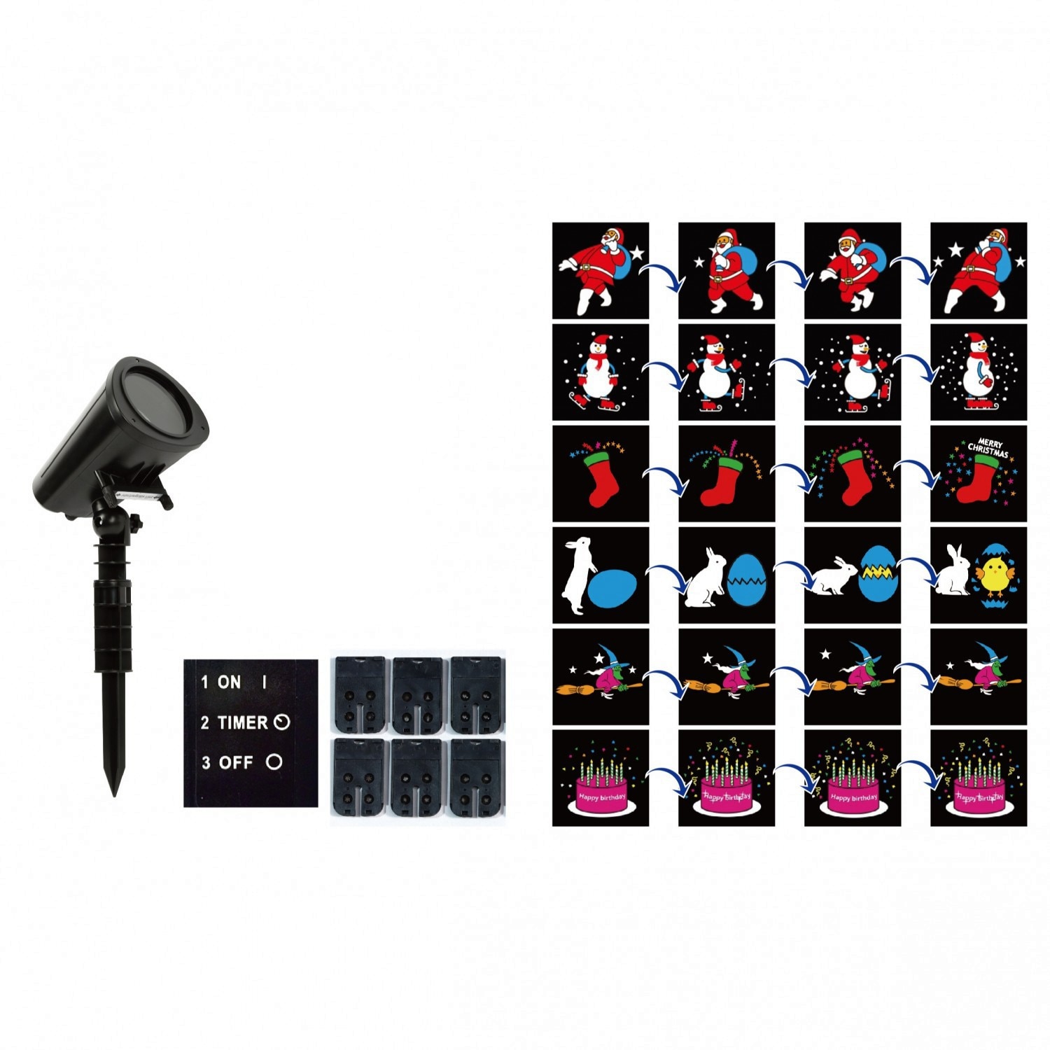 Proiector Led, animat, 6 filme interschimbabile de Craciun, ATS