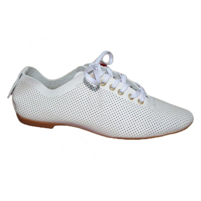 Pantof cu siret din piele naturala, D&J Exclusive, Alb