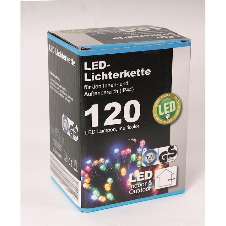 Karácsonyi kültéri színes LED-izzók adapterrel 120db-12m