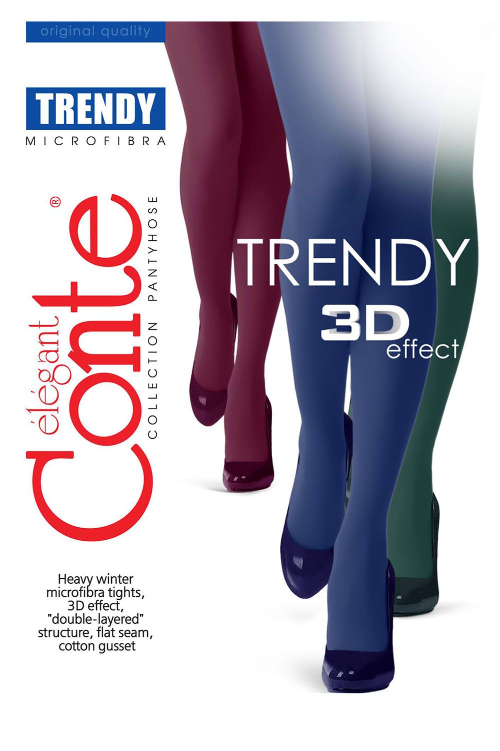 Ciorap gros si colorat din microfibra cu efect 3D Trendy 150 Elegant, Navy, 2-S - eMAG.ro