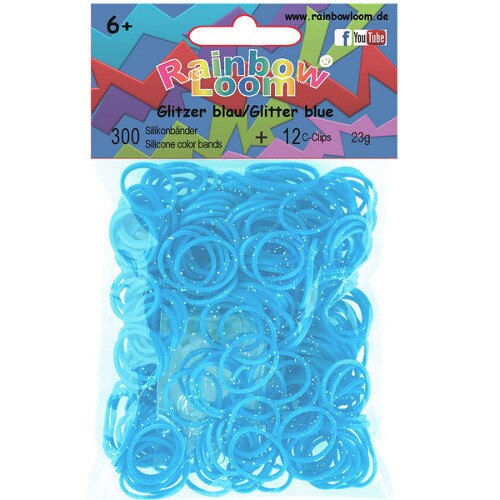 Set Rainbow Loom 300 Elastice cu Sclipici, Albastru