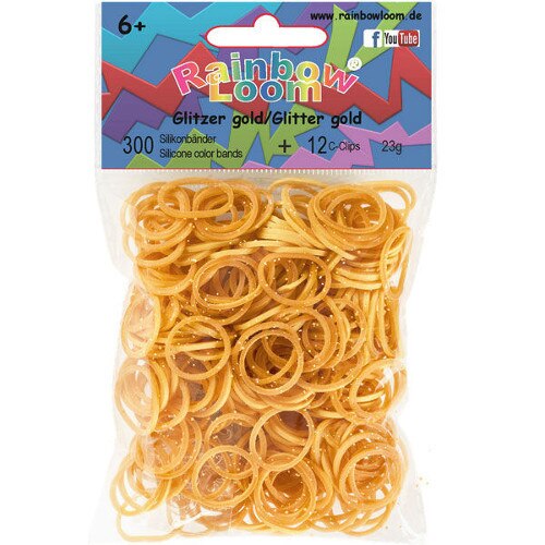 Set Rainbow Loom 300 Elastice cu Sclipici, Portocaliu