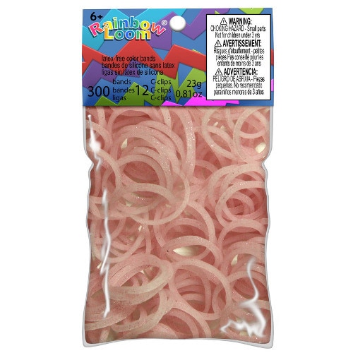 Set Rainbow Loom 300 Elastice cu Sclipici, Roz