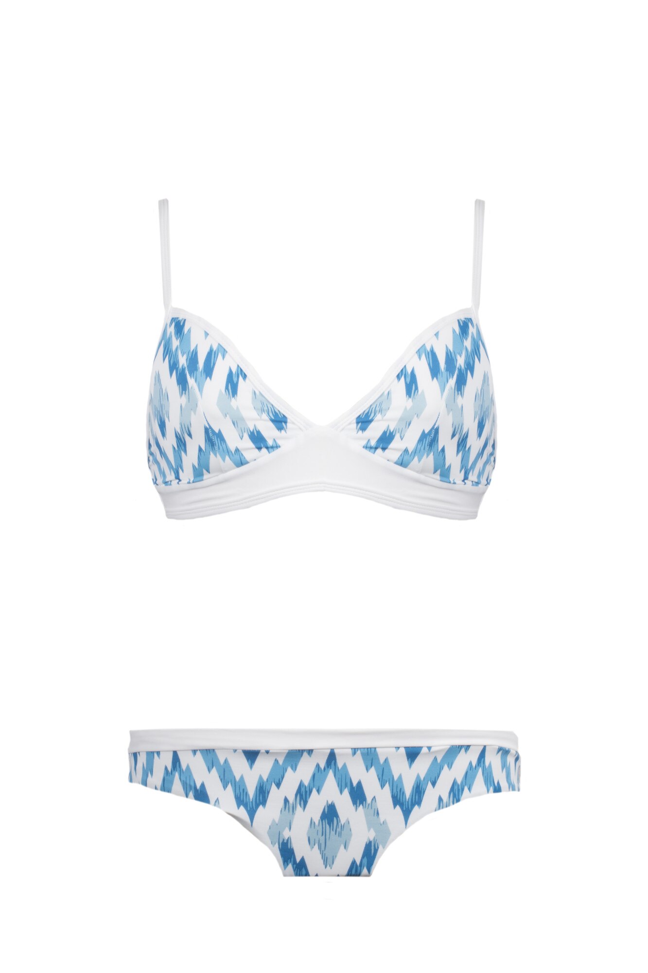 Costum baie dama set, KHONGBOONSWIMWEAR, Mali, Alb / Albastru