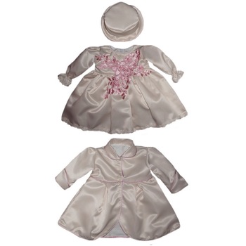 Rochita pentru botez fetite, 3 piese, Little Angel, crem-roz, 3-6 luni Rochita pentru botez fetite, 3 piese, Little Angel, crem-roz, 3-6 luni
