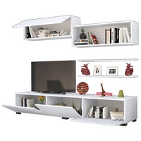 Comoda TV cu rafturi suspendate, Dear Homs, alb, 150 x 30 x 35 cm, 1 x dulap, 3 x raft incluse