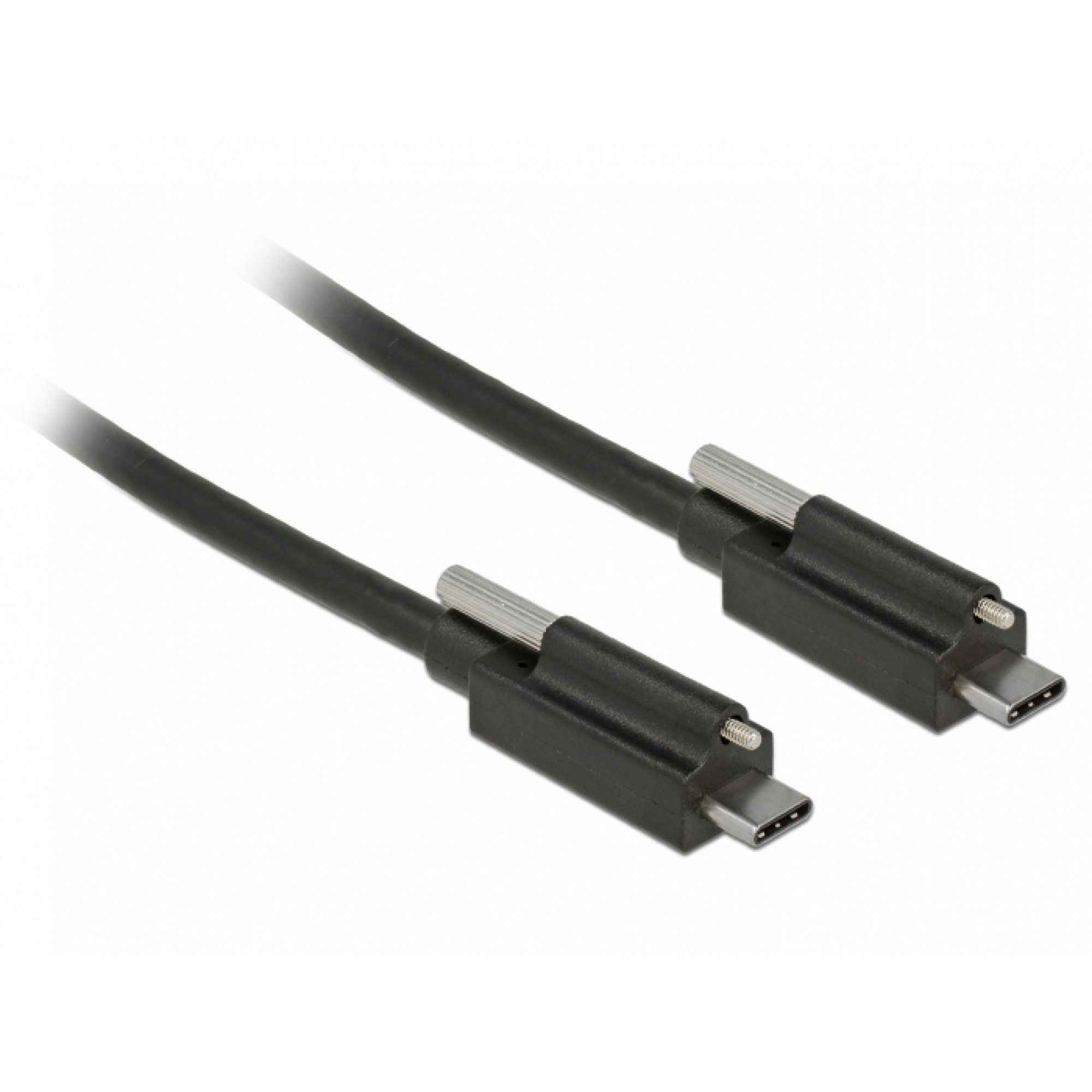 Cablu SuperSpeed USB 10 Gbps (USB 3.1 Gen 2) tip C cu surub sus T-T 1m Negru, Delock 83719