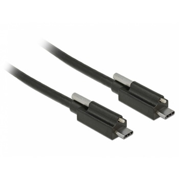 Cablu SuperSpeed USB 10 Gbps (USB 3.1 Gen 2) tip C cu surub sus T-T 1m Negru, Delock 83719 Cablu SuperSpeed USB 10 Gbps (USB 3.1 Gen 2) tip C cu surub sus T-T 1m Negru, Delock 83719