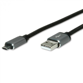Cablu USB 2.0 la micro USB-B reversibil T-T 1.8m Negru , Roline 11.02.8771 Cablu USB 2.0 la micro USB-B reversibil T-T 1.8m Negru , Roline 11.02.8771