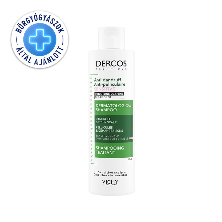 Vichy Dercos Korpásodás elleni Sampon érzékeny fejbőrre, 200 ml