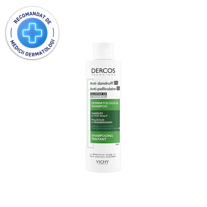 Sampon anti-matreata Vichy Dercos pentru par normal/gras, 200 ml