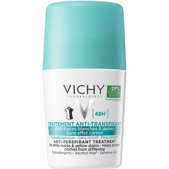 Deodorant roll-on antiperspirant Vichy anti-urme, 48h, 50 ml