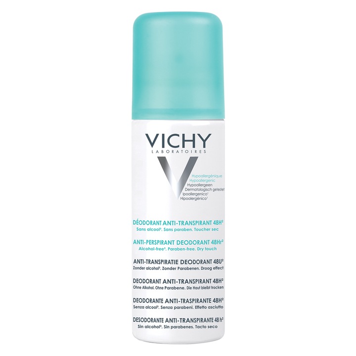 Deodorant spray antiperspirant pentru barbati si femei Vichy fara alcool 48h, 125 ml