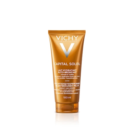 Lapte hidratant autobronzant Vichy Capital Soleil pentru fata si corp, 100 ml