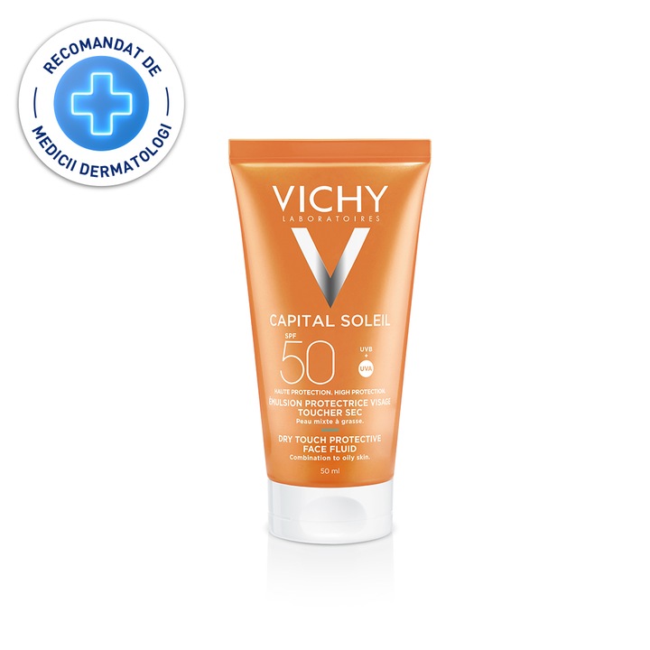 Emulsie matifianta protectie solara pentru fata SPF 50 Vichy Capital Soleil, 50 ml