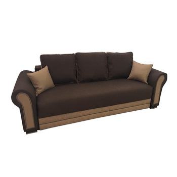 Canapea extensibila Alexandra, MobAmbient, Wenge Maro, material textil, extensie 140 cm din plasa de arcuri tip relaxa, lada de depozitare, 3 perne mari si 2 perne mici incluse, 240 x 140 cm Canapea extensibila Alexandra, MobAmbient, Wenge Maro, material textil, extensie 140 cm din plasa de arcuri tip relaxa, lada de depozitare, 3 perne mari si 2 perne mici incluse, 240 x 140 cm
