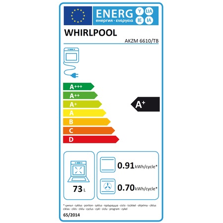 Cuptor incorporabil Whirlpool AKZM 6610 TB, Electric, 73 l, Multifunctional, Clasa A+, 8 functii, Negru