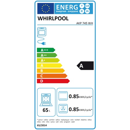 Cuptor incorporabil Whirlpool AKP 745 WH, Clasa A, Multifunctional, 8 functii, Grill, Decongelare, Alb