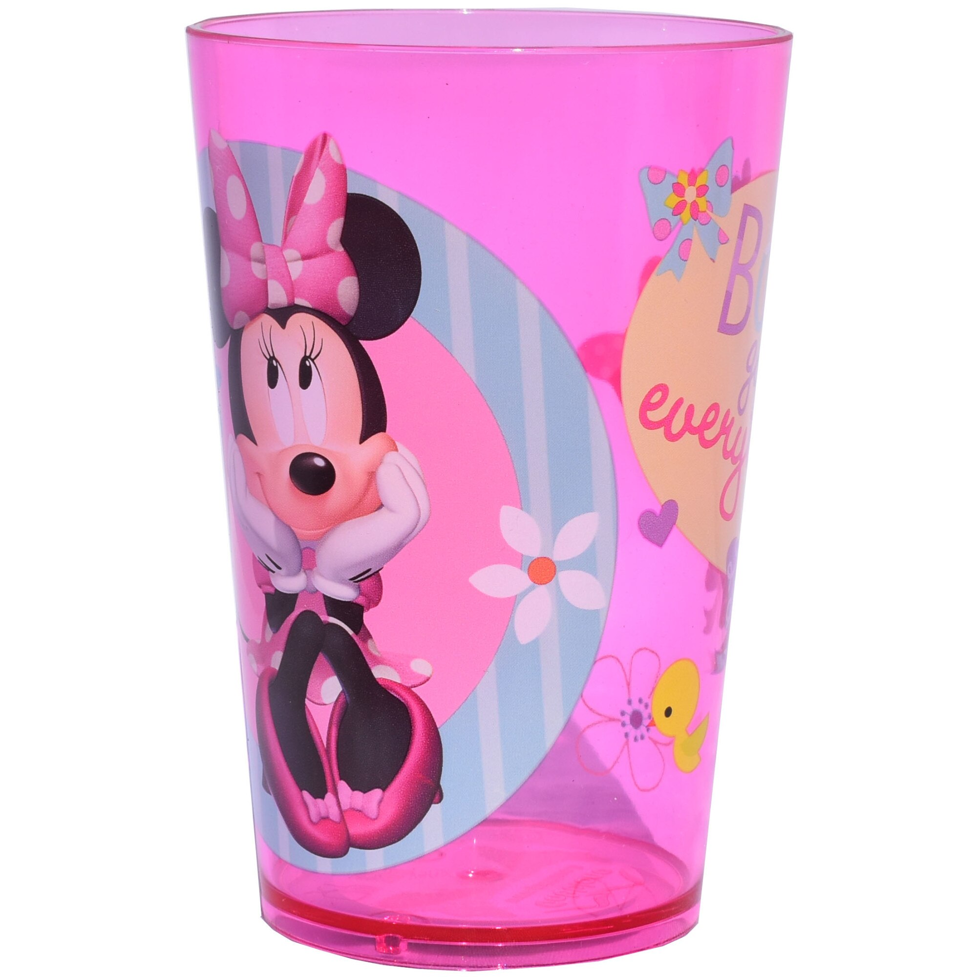 Pahar transparent Minnie Mouse Disney, Roz, 280 ml