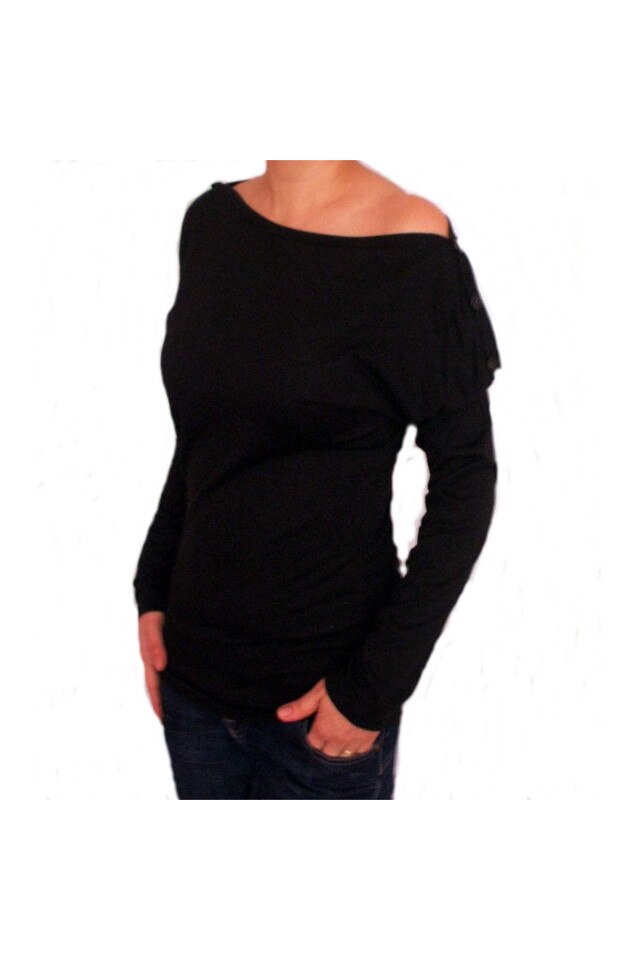 Bluza cu nasturi decorativi Inkastyl neagra