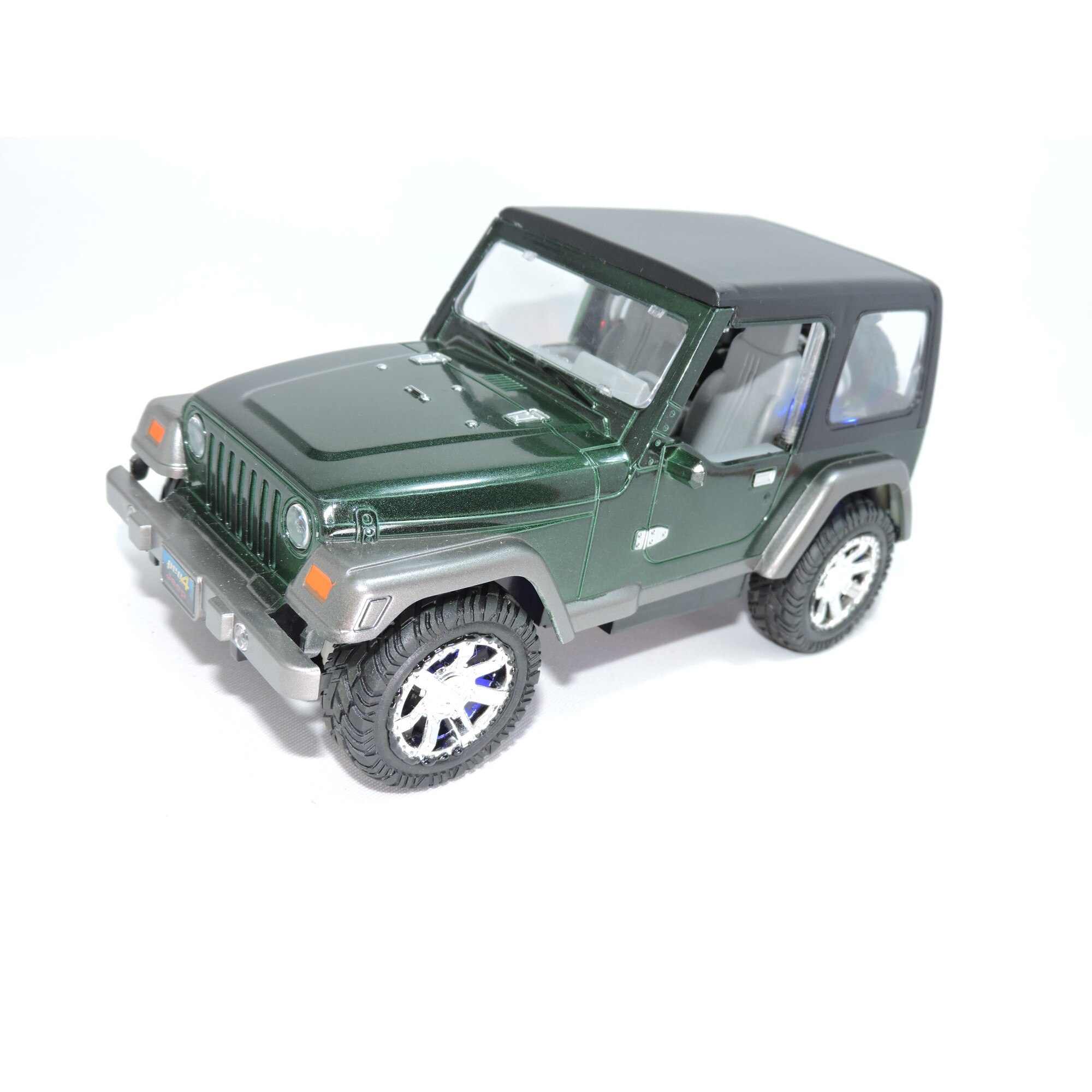 Masinuta cu radio-comanda Jeep Wrangler Rubicon Unlimited, 19 cm, 4 directii, LED la roti, muzica, verde
