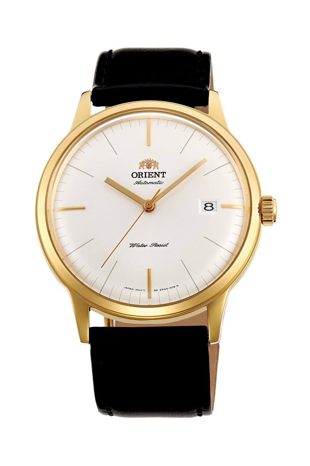 ORIENT, Ceas rotund cu o curea de piele, Negru