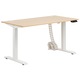 Birou cu inaltime reglabila QMOBILI MOTION Stejar sonaro deschis, cadru alb, inaltime reglabila, 1 motor, blat 1380x750 mm, birou reglabil electric pe inaltime cu functii de memorie si afisaj digital