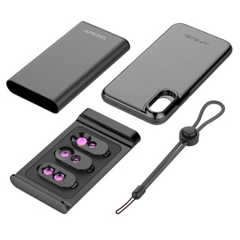 Set 6 in 1 lentile profesionale smartphone Apexel - Wide Angle, Fisheye & Dual Macro, carcasa lentile foto telefon mobil pentru iPhone, X, XS Set 6 in 1 lentile profesionale smartphone Apexel - Wide Angle, Fisheye & Dual Macro, carcasa lentile foto telefon mobil pentru iPhone, X, XS