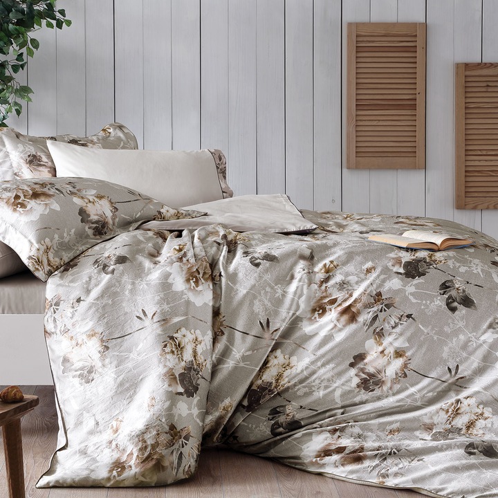 Спален комплект от Tivolyo Home Ambra, 6 части, Памучен сатен и полисатен, С трансферен печат