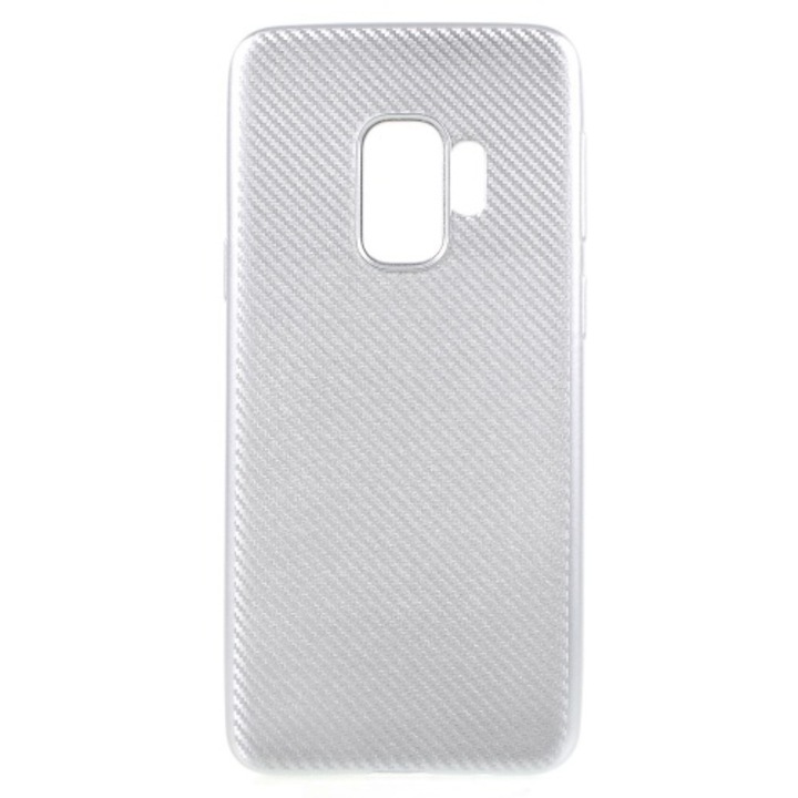 Samsung Galaxy S9 telefontok gumi / szilikon (karbon minta) Ezüst