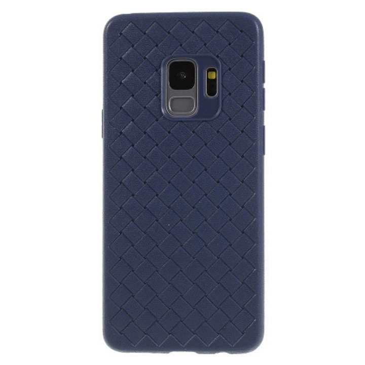 Samsung Galaxy S9 telefontok gumi / szilikon (bőrhatás, fonott minta) Kék