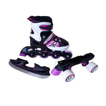 Role / patine gheata / patine cu rotile Disco, 3 in 1, reglabile, Multicolor, marime 26-29 Role / patine gheata / patine cu rotile Disco, 3 in 1, reglabile, Multicolor, marime 26-29