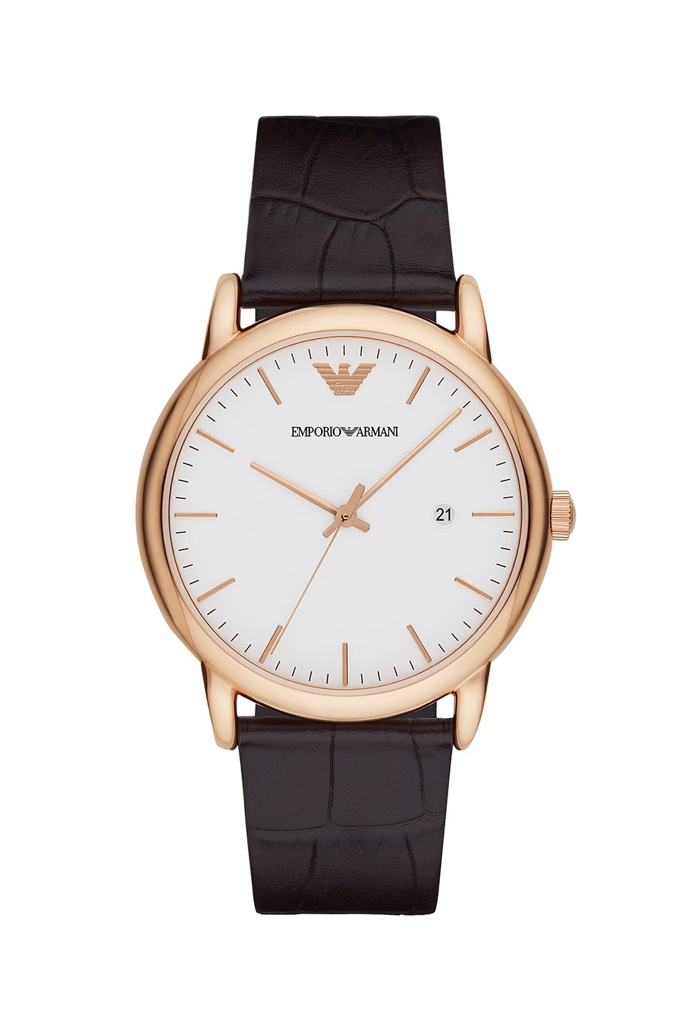 Emporio Armani, Ceas cu o curea de piele Luigi, Maro inchis