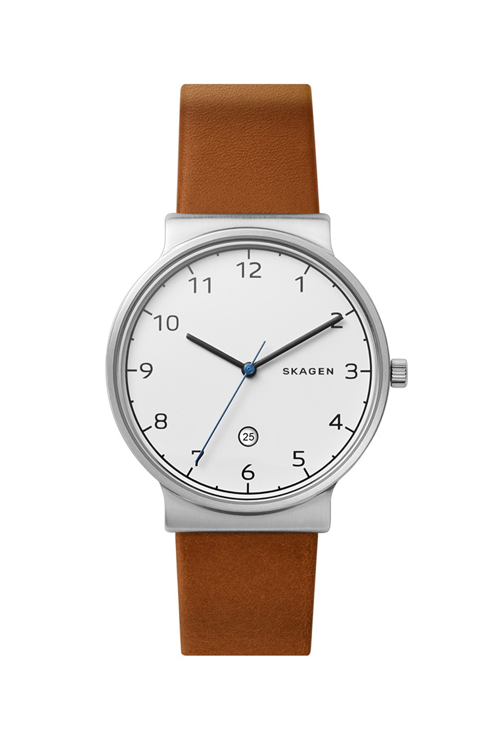 Skagen, Ceas cu o curea de piele Ancher, Maro caramel
