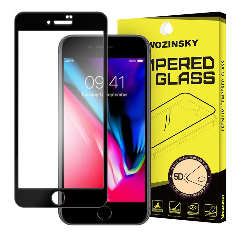 Folie de protectie Tempered Glass 5D Wozinsky pentru iPhone 8+, Transparent/Negru