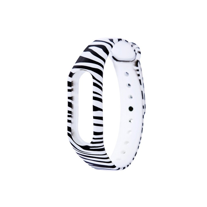 Curea din silicon, model zebra, pentru bratara Xiaomi Mi Band 2