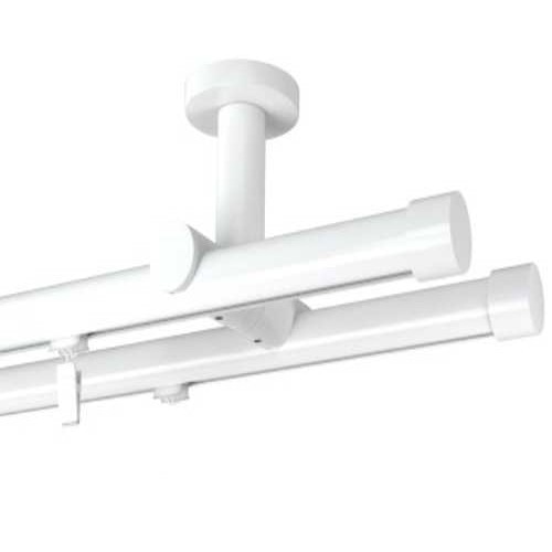 Galerie dubla Capacel, teava profil, suport tavan, grosime 19mm, combinatie alb lucios , 400 cm