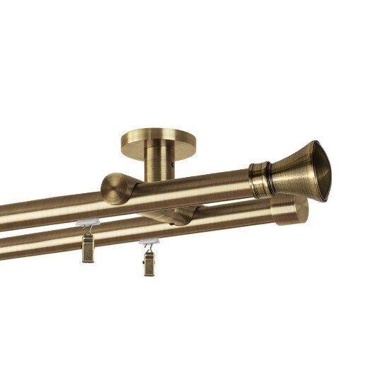 Galerie dubla Prince , teava profil,suport tavan, grosime 19mm,aur antic , 300 cm