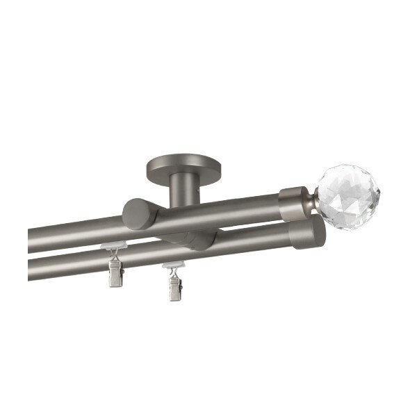 Galerie dubla Kula Crystal , teava profil,suport tavan, grosime 19mm,crom mat , 400 cm