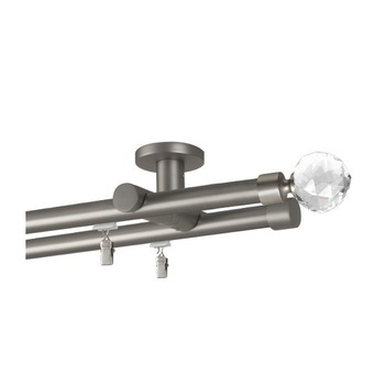 Galerie dubla Kula Crystal , teava profil,suport tavan, grosime 19mm,crom mat , 320 cm Galerie dubla Kula Crystal , teava profil,suport tavan, grosime 19mm,crom mat , 320 cm